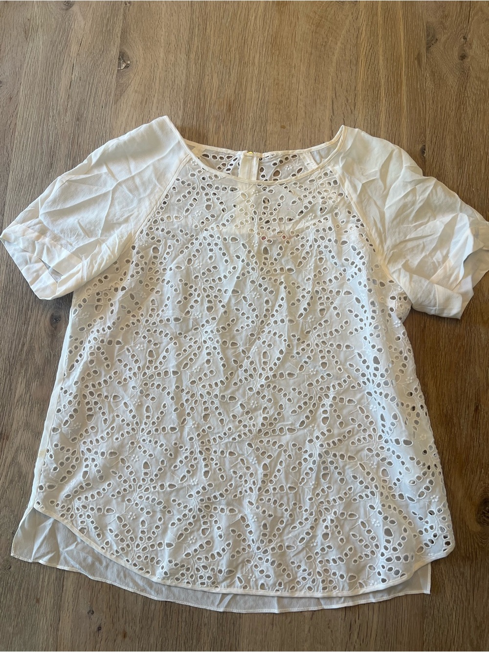 Rebecca Taylor White Silk Eyelet Blouse Size 8